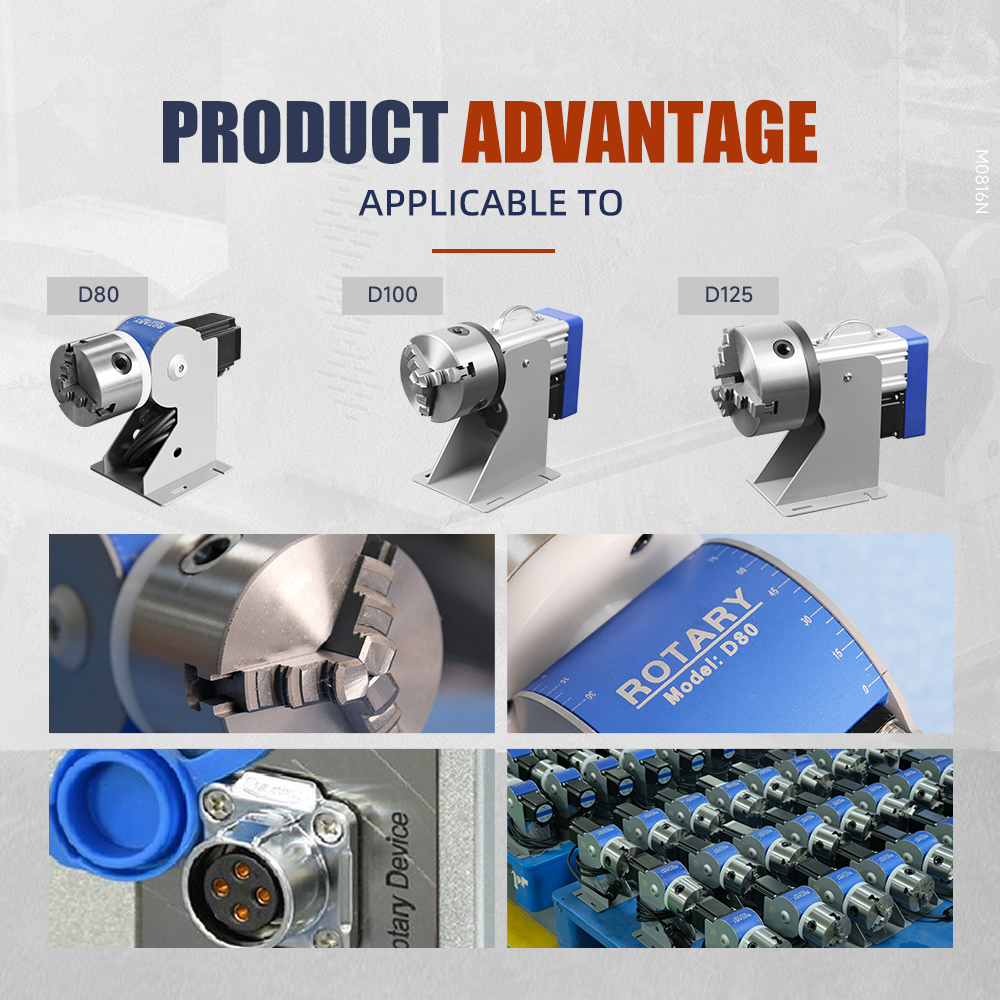 SFX D69 D80 D100 D125 Three-Jaw Rotary Chuck Rotary Axis for Fiber Laser Marking Machine